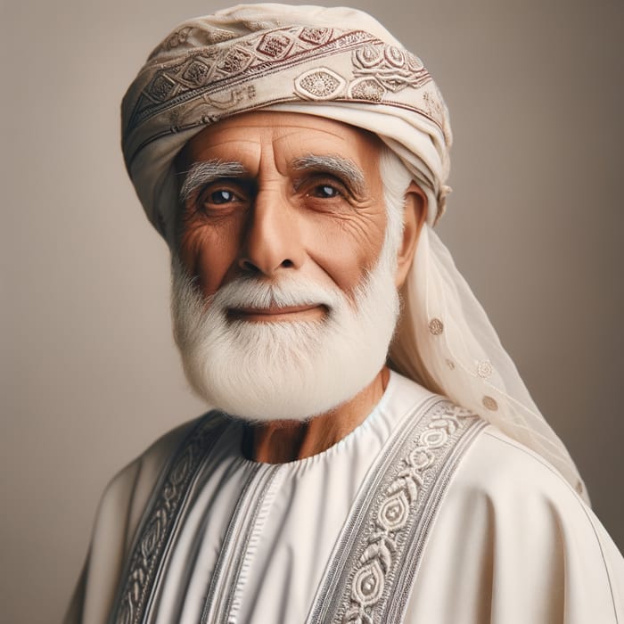 Elderly Omani Man in Traditional Attire | Portrait in Omani Dress
