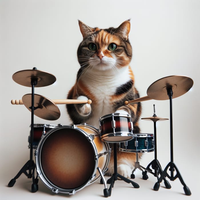Cat Drummer: Playful Musical Feline with Drums