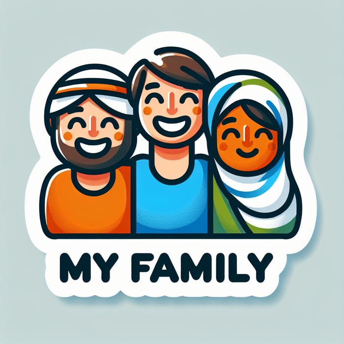 My Family Sticker: Multicultural Unity in Orange, Blue, Green