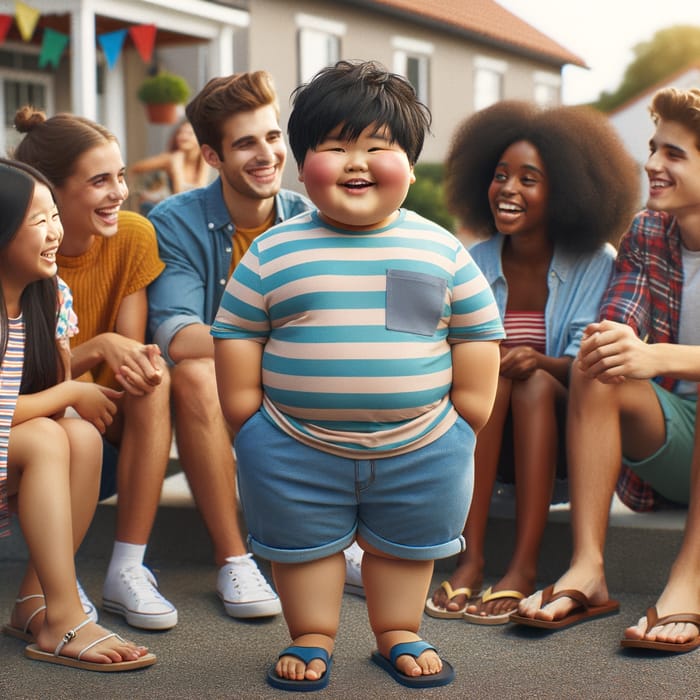 Adorable Chubby Boy and Friends in the Neighborhood