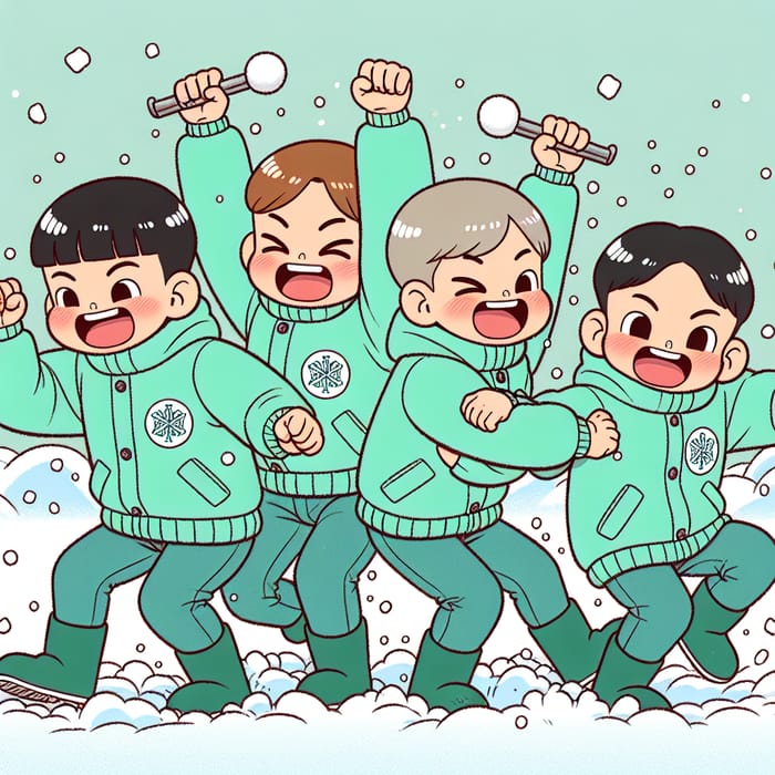 Playful Snow Fight of 4 Boys from SALT International School | Mint Cloths & Smiles