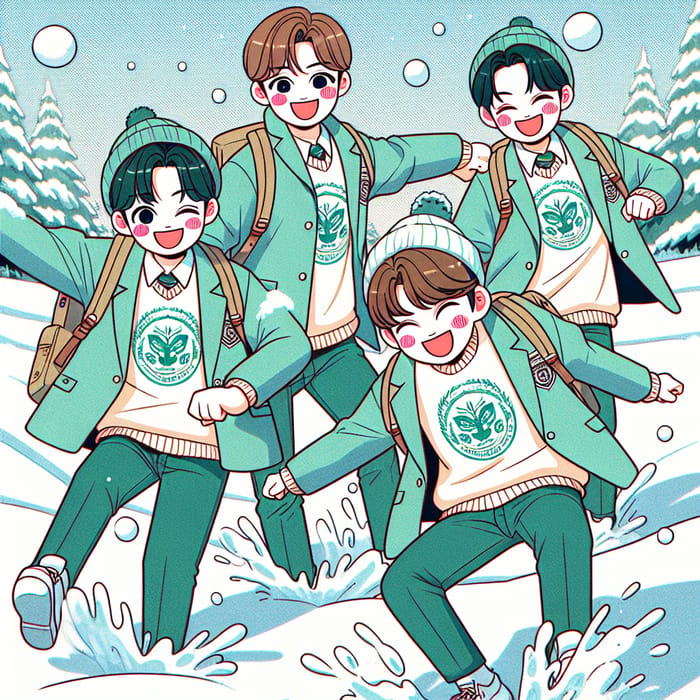 Fun Mint Snow Fight with Smiling Boys at SALT School