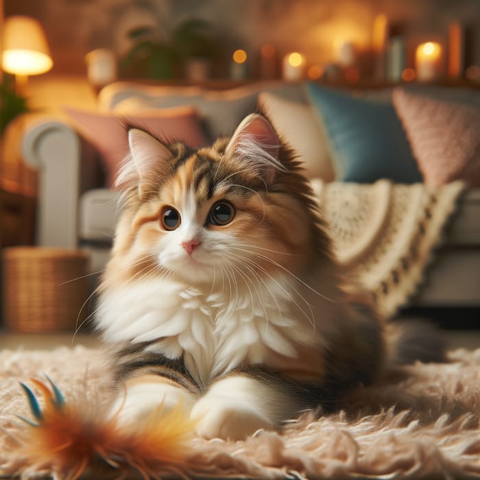 Adorable Fluffy Domestic Cat