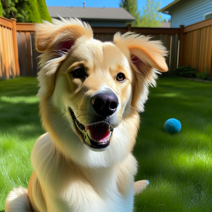Lively Medium-Sized Dog Playing in Sunny Backyard