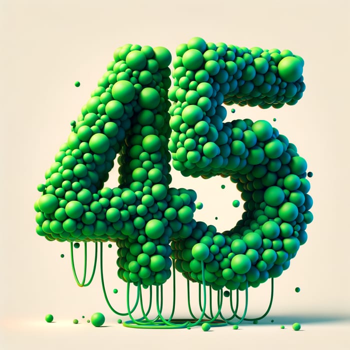 Vibrant Green Balloon Shaped Number 45