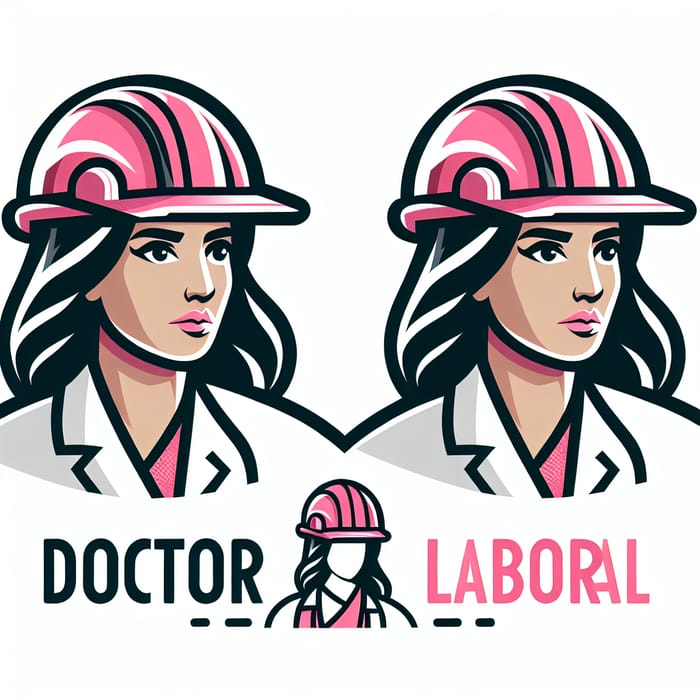 Hispanic Female Doctor Logo with Pink Construction Helmet | Doctor Laboral