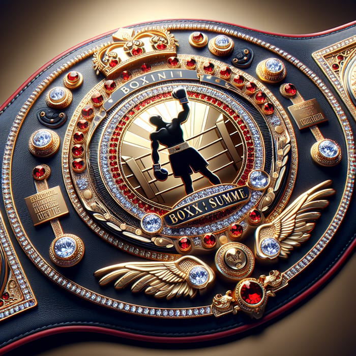 Navy Blue Boxing Championship Belt with Blood Red Trim - King of Boxing Excellence