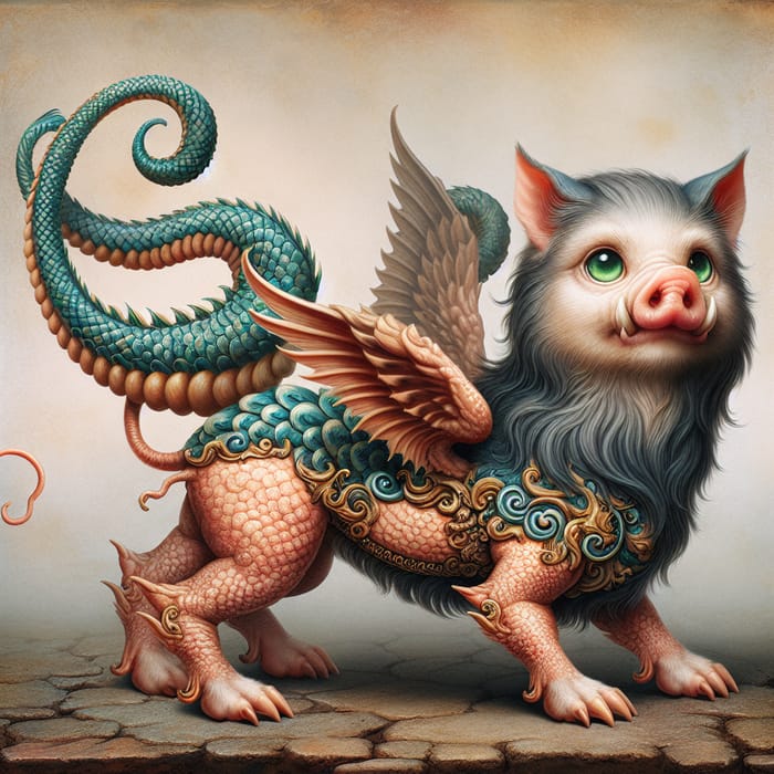 Kitten-Piglet Hybrid Mythical Creature