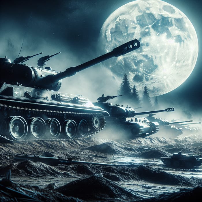 Moonlit Battlefield: Rommel's Armored Divisions in Blitzkrieg