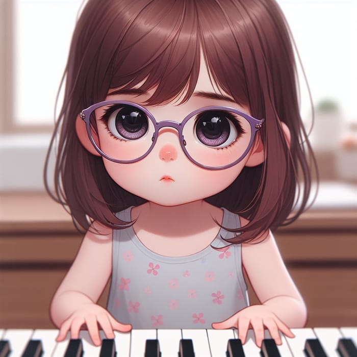 Talented 6-Year-Old Playing Piano with Purple Glasses