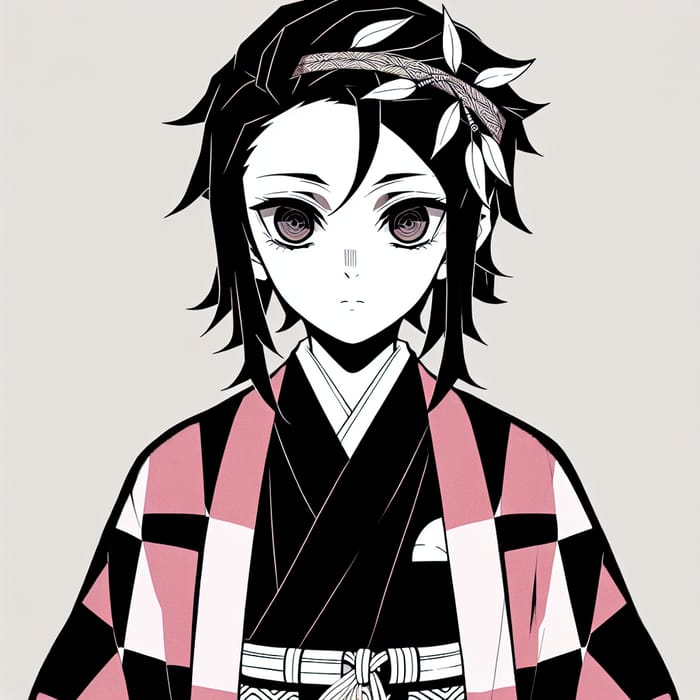 Nezuko-Inspired Kimono Dress with Pink and Black Patterns