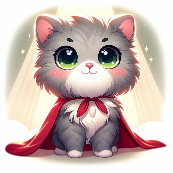 Cute Cat in Red Cape | Whimsical Portrait