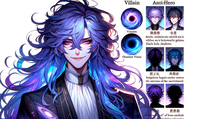 Galactic Anti-Hero with Iridescent Blue-Purple Hair
