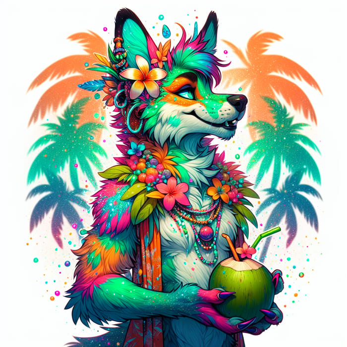 Vibrant Tropical Sparkledogs Furry Art | Imaginative Illustration