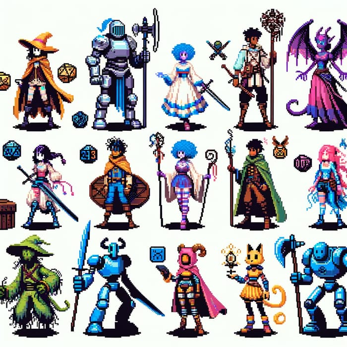 12 Unique Pixel Art Characters for RPG Adventure