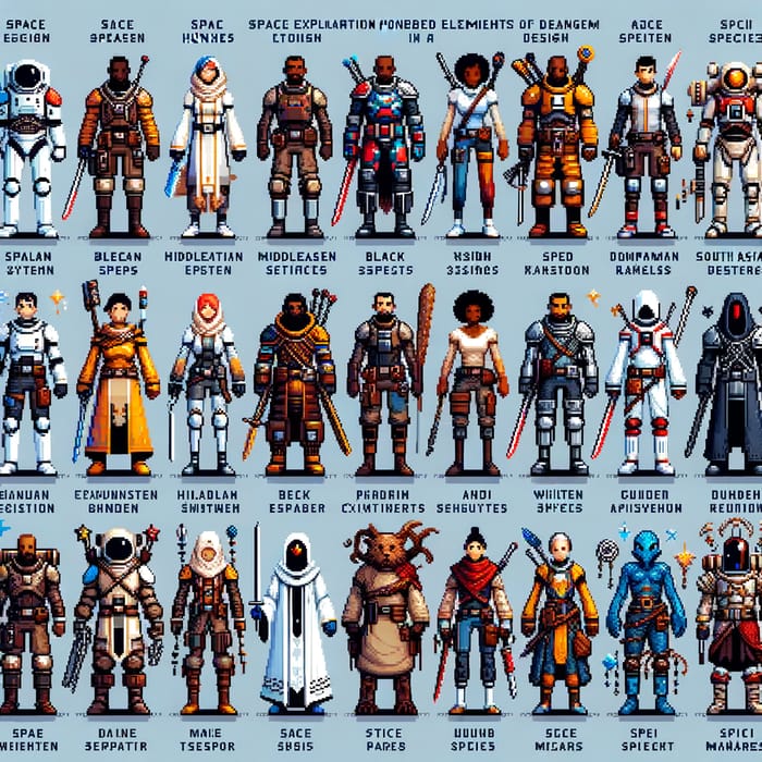 Dungeons & Dragons Space Pixel Art Character Set