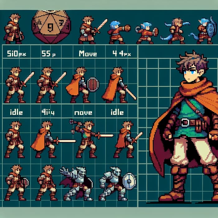 Pixel Art Sprite Sheet: Dungeons & Dragons Character Animation