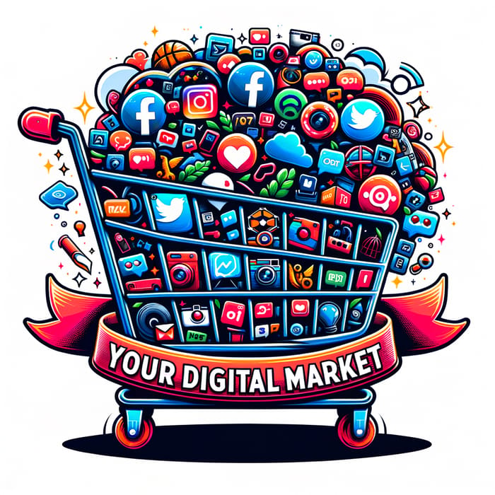 Social Media Services Cart Logo | Digital Market