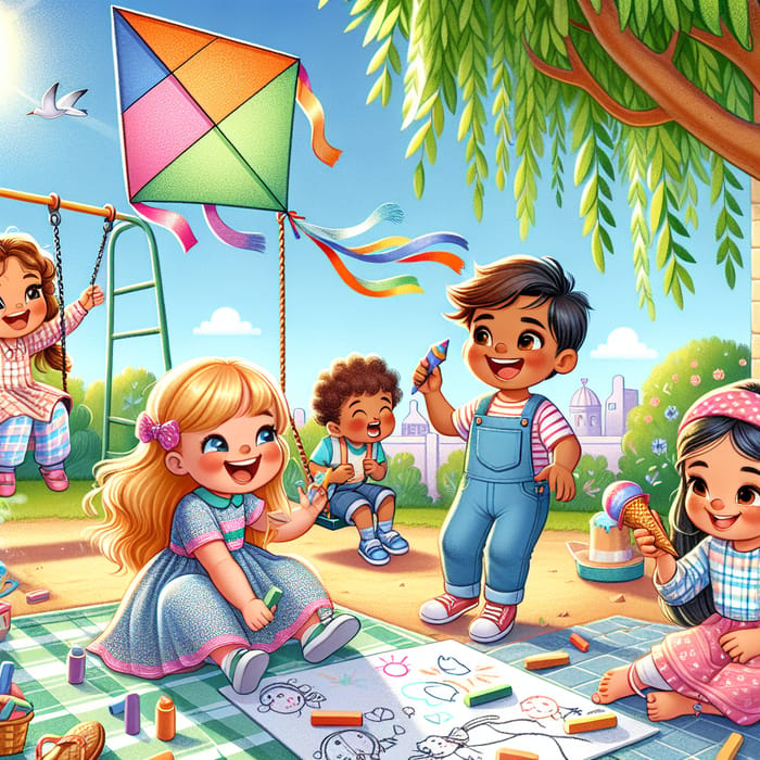 Cherished Childhood Moments | Diverse Kids Enjoying Playtime Outdoors