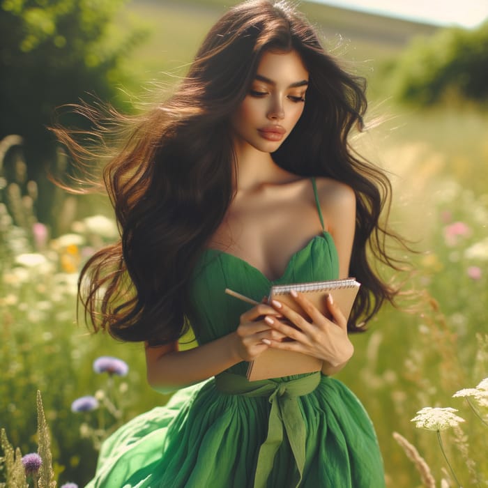 Enchanting Hispanic Young Woman in a Nature Meadow