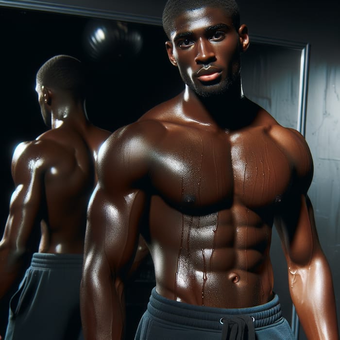 Intense Workout Results: Black Man's Mirror Pose