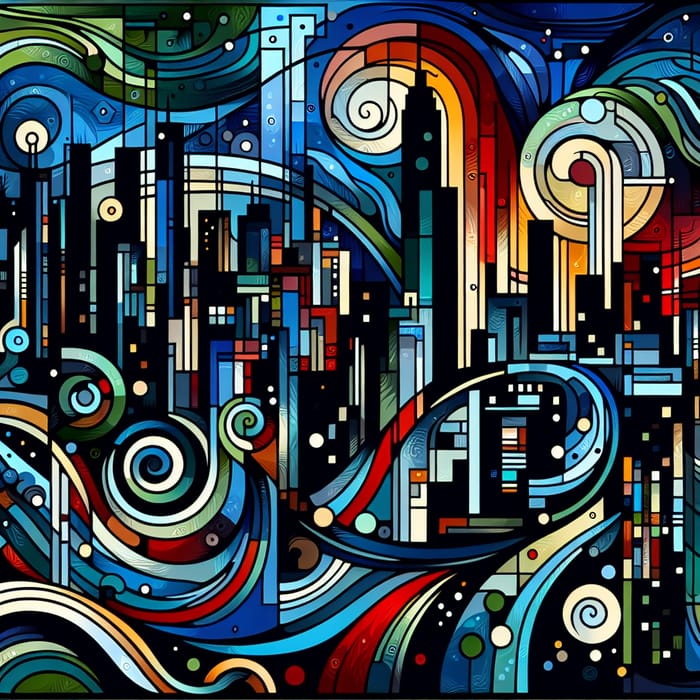 Abstract Cityscape - Urban Symphony of Geometric Shapes