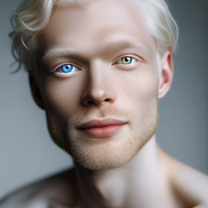 Man with Heterochromia and Albinism | Blue and Green Eyes