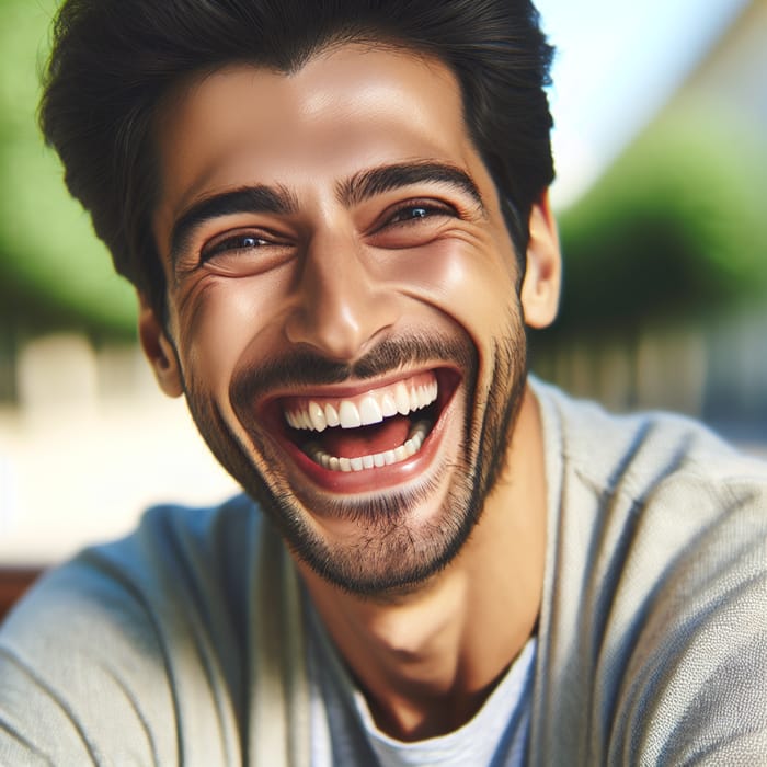Genuine Happiness: Smiling Man in the Middle East
