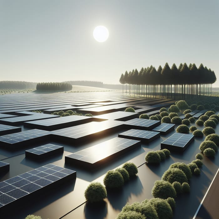 Minimalist Solar Panels Landscape: Clean Energy Design