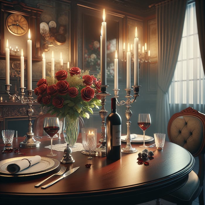 Intimate Candlelit Romantic Dining Scene