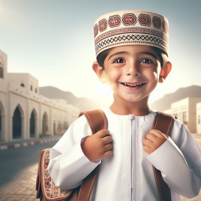 Omani Student Ready for School | Peaceful Setting