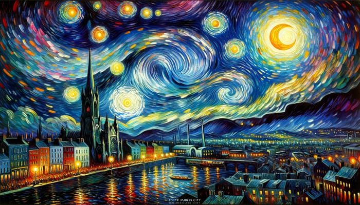 Dublin Night Sky: Van Gogh-Inspired Artwork