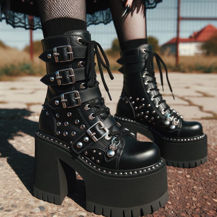 Gothic Boots: Chunky Platform & Black Nail Polish