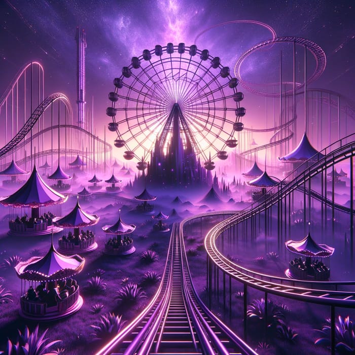 Enigmatic Purple Low Poly Amusement Park