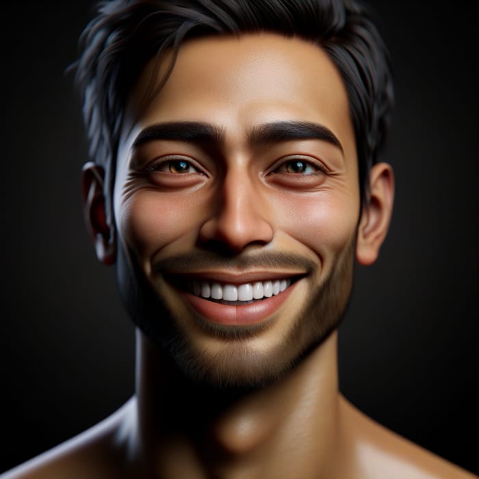 Realistic Smiling Portrait of South Asian Person