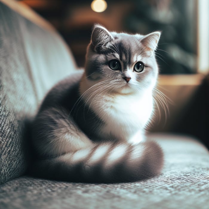 Adorable Grey and White Cat with Green Eyes