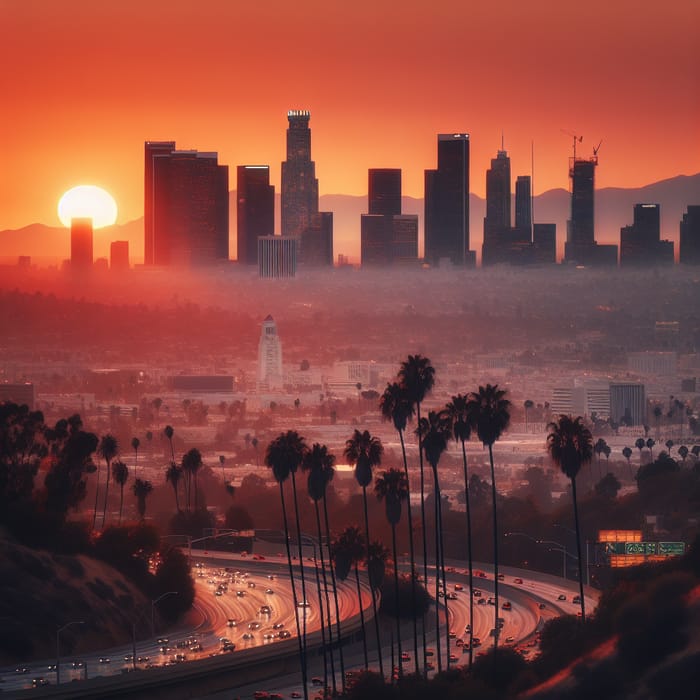 Los Angeles Cityscape at Dusk - Urban Twilight View