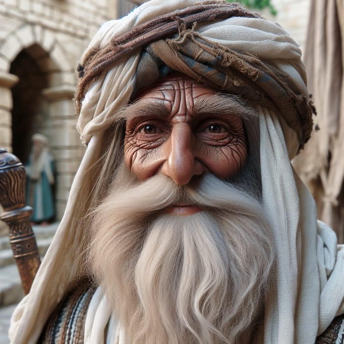 Historical Middle-Eastern Old Man with White Beard - Age and Wisdom Revealed