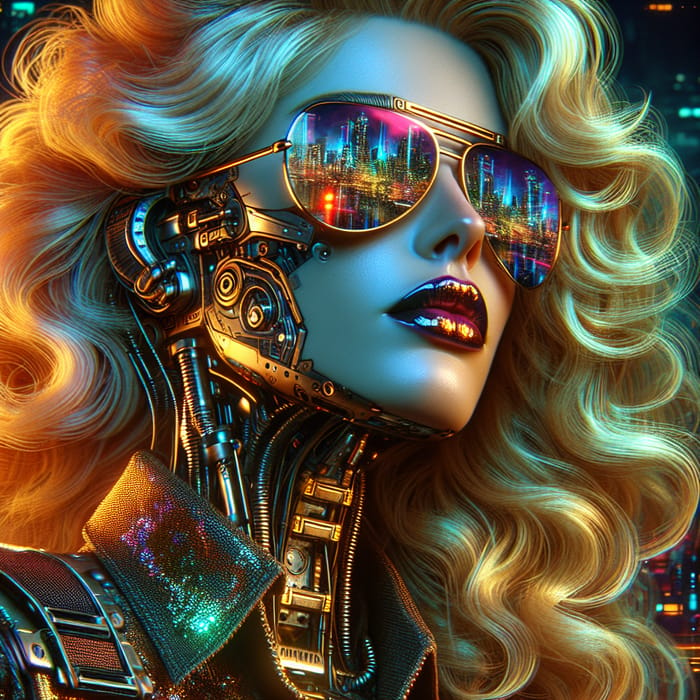 Futuristic Cyberpunk Blond Bombshell Portrait
