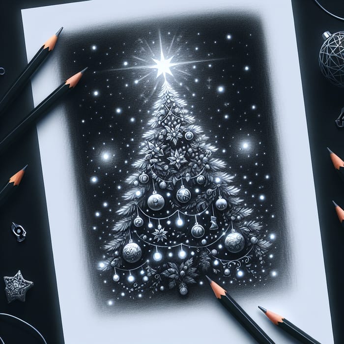 Festive Christmas Tree Pencil Sketch