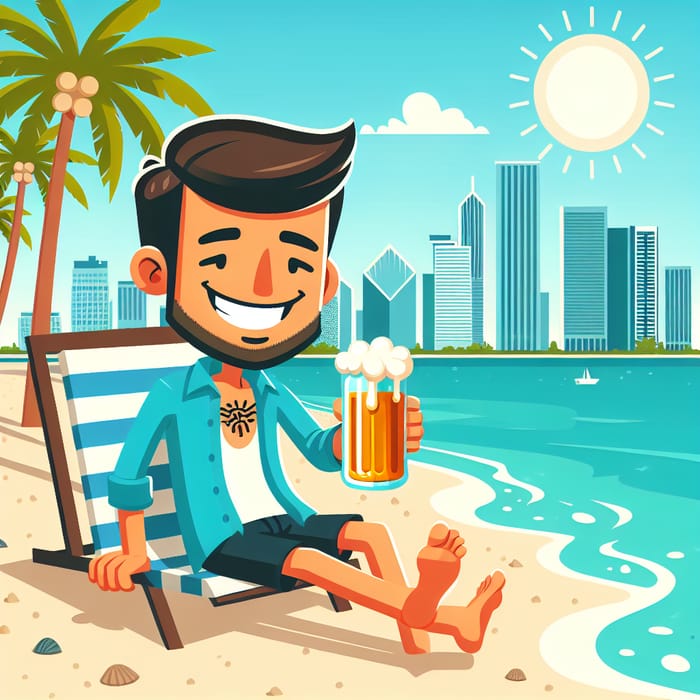 The Bananero Enjoying a Cold Beer on Miami Beach