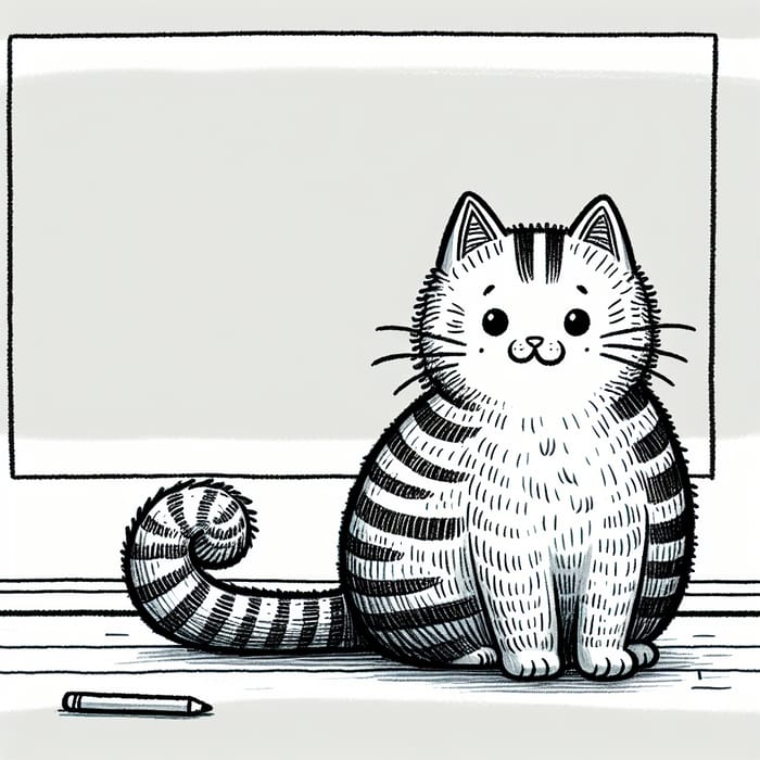 Whimsical Cat Drawing - Cute and Playful Cat Illustration