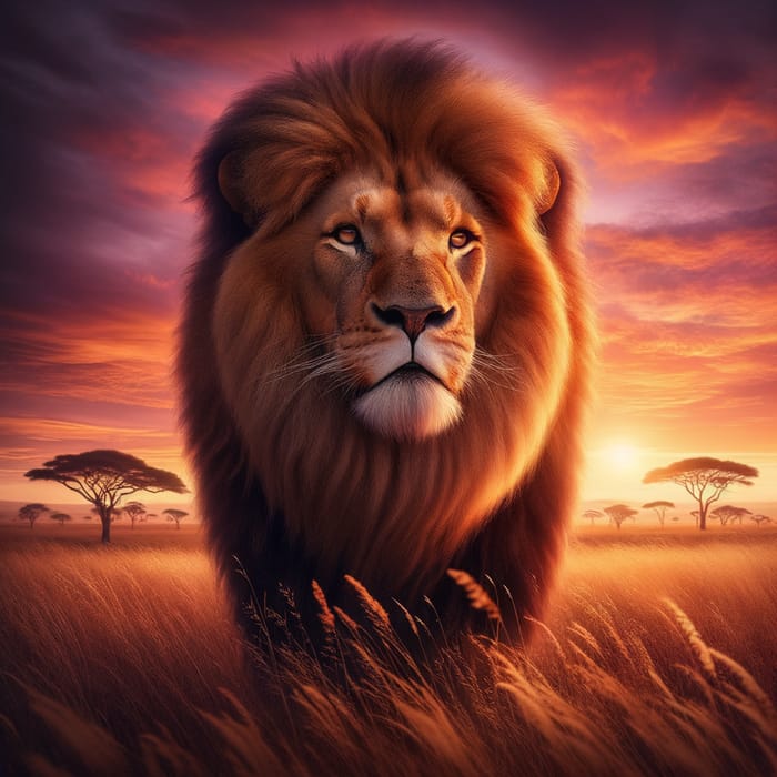 Majestic Lion on African Savannah