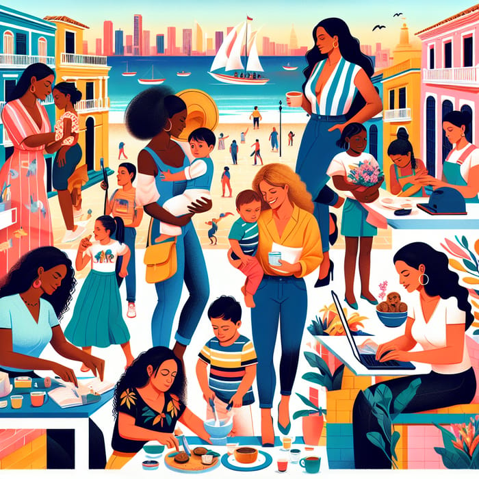 Diverse Single Mothers in Cartagena Juggling Work & Family Life