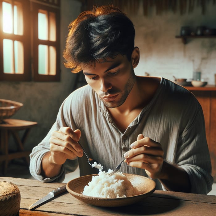 Person Enjoying Coconut Rice | Indonesian Cuisine
