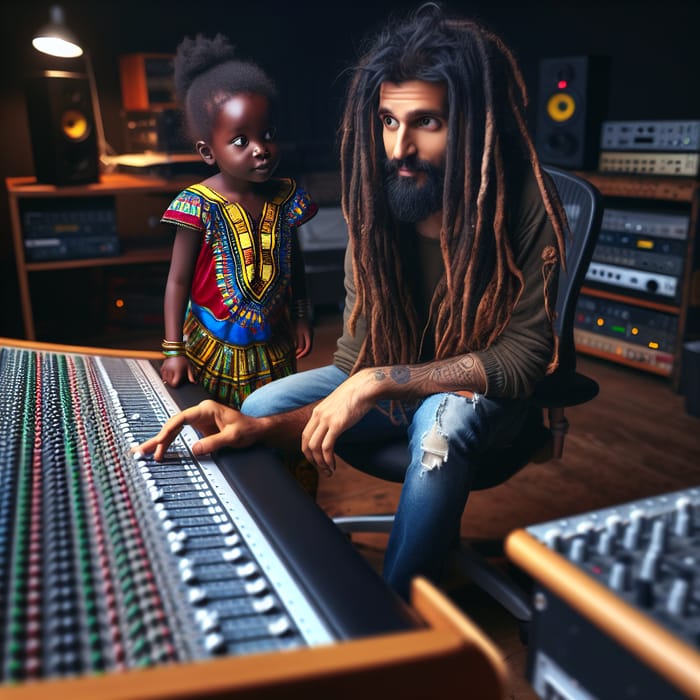 Diverse Recording Studio Session with Curious African Girl