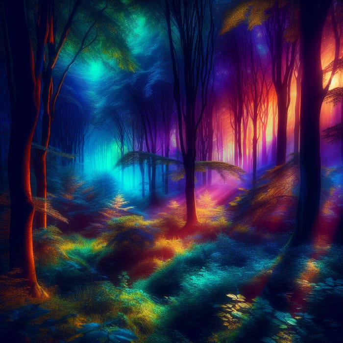 Mystical Forest Twilight in Jewel Tones & Ethereal Glow