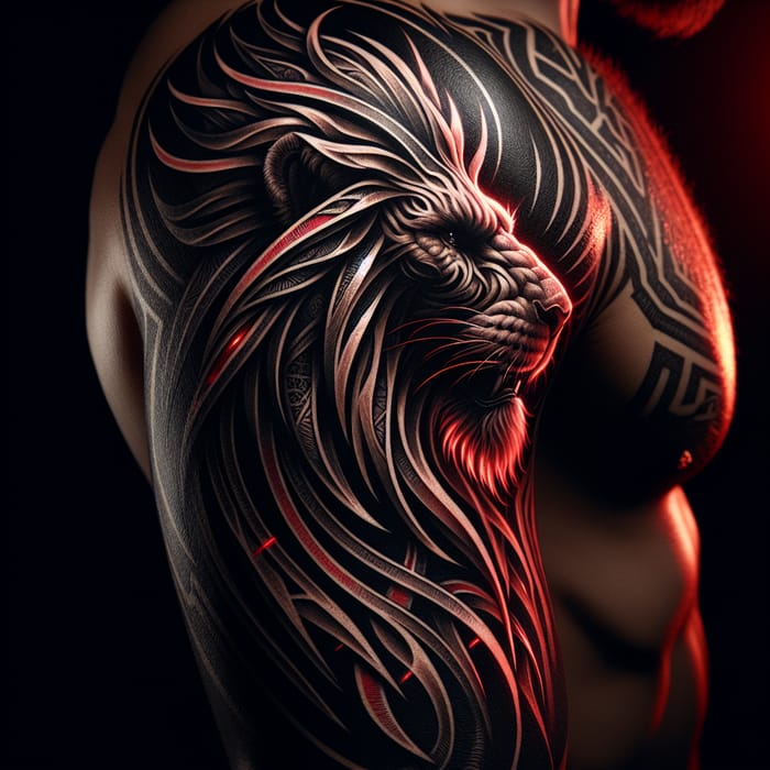 Intimate Connection: Lion Tribal Tattoo Vibrating Strength