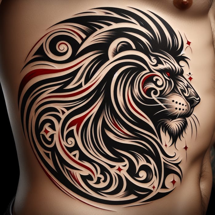 Powerful Lion Tattoo - Tribal Style Design for Masculine Energy