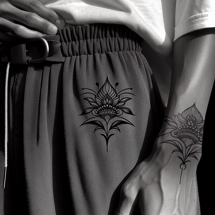 Intimate Minimalist Black Line Tattoo with Crown Motif